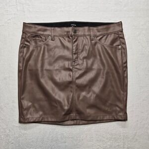 Torrid Faux Leather Mini Skirt Brown Y2K Streetwear Size 16 NWT